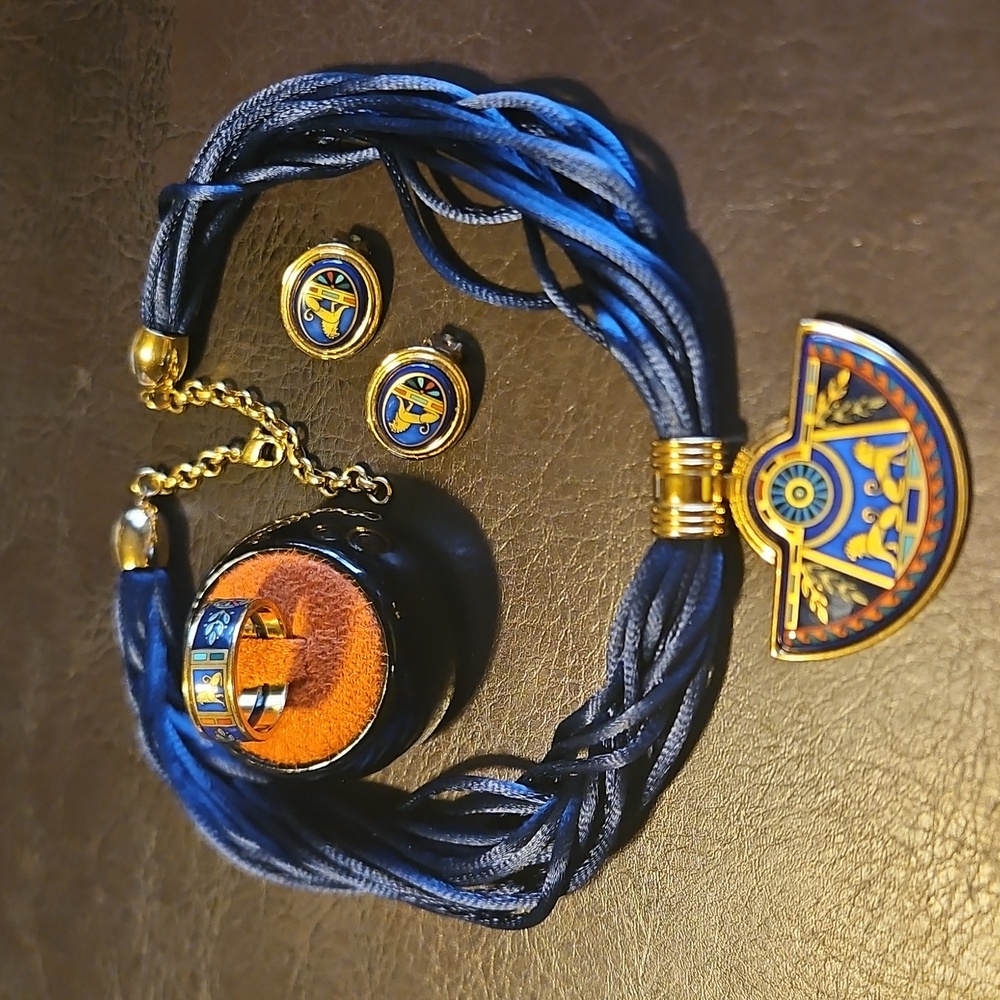 Set by M.Frey Wien Necklace, Ring and Earrings, Enamel Jewellery, Vintage
